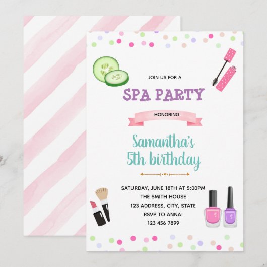 Verjaardagsuitnodiging voor een leuke Spa-verjaard Kaart (Voorkant / Achterkant)