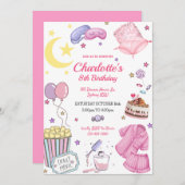 Verjaardagsuitnodiging voor een logeerpartij kaart (Voorkant / Achterkant)