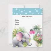 Verjaardagsuitnodiging voor een olifant in een tui kaart (Achterkant)