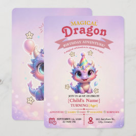 Verjaardagsuitnodiging voor een Pastel Draak Avont