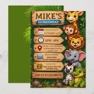 Verjaardagsuitnodiging voor een safari met cute ju kaart