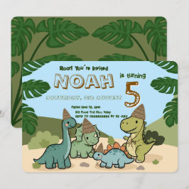 Verjaardagsuitnodiging voor een schattige dinosaur kaart