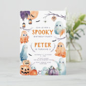 Verjaardagsuitnodiging voor een schattige Hallowee Kaart (Staand voorkant)