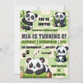 Verjaardagsuitnodiging voor een schattige panda  kaart