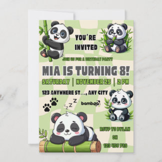 Verjaardagsuitnodiging voor een schattige panda  kaart