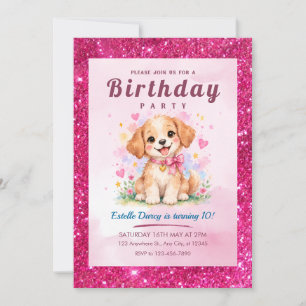 Verjaardagsuitnodiging voor een schattige puppy kaart
