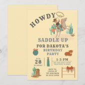 Verjaardagsuitnodiging voor een wilde westen cowbo kaart (Voorkant / Achterkant)