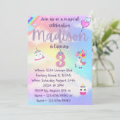 Verjaardagsuitnodiging voor eenhoorn kaart (Staand voorkant)