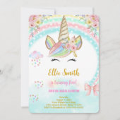 Verjaardagsuitnodiging voor eenhoornkinderen kaart (Voorkant)