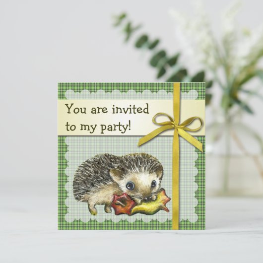 verjaardagsuitnodiging voor egel kaart (Staand voorkant)