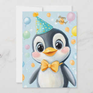 Verjaardagsuitnodiging voor feestelijke pinguïn kaart