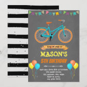verjaardagsuitnodiging voor fietsen kaart (Voorkant / Achterkant)