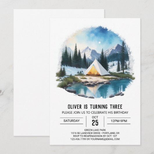 Verjaardagsuitnodiging voor Forest Explorer-Kinder Kaart (Voorkant / Achterkant)