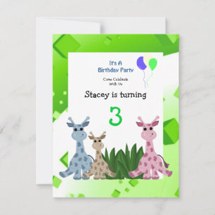 Verjaardagsuitnodiging voor giraffe dier kaart