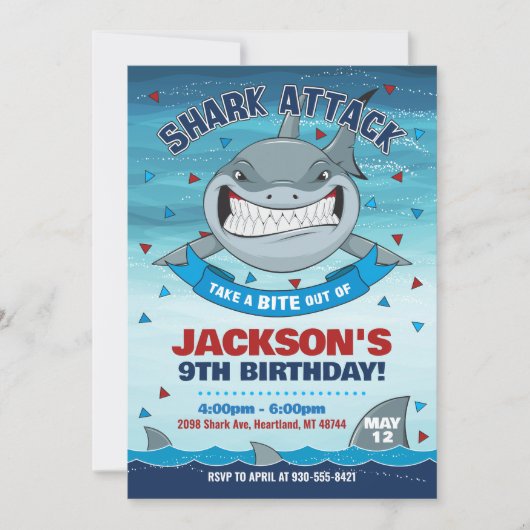 Verjaardagsuitnodiging voor haaien, Boy Under the Kaart (Voorkant)