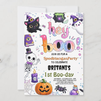 Verjaardagsuitnodiging voor Halloween met een Cute Kaart
