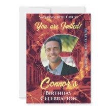 Verjaardagsuitnodiging voor hem met foto C initita