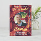 Verjaardagsuitnodiging voor hem met foto C initita Kaart (Staand voorkant)