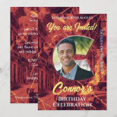 Verjaardagsuitnodiging voor hem met foto C initita Kaart (Voorkant / Achterkant)