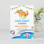 verjaardagsuitnodiging voor het strand Dragon Kaart (Staand voorkant)