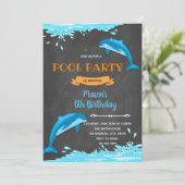 verjaardagsuitnodiging voor het strand van Dolphin Kaart (Staand voorkant)