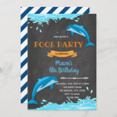 verjaardagsuitnodiging voor het strand van Dolphin Kaart (Voorkant / Achterkant)