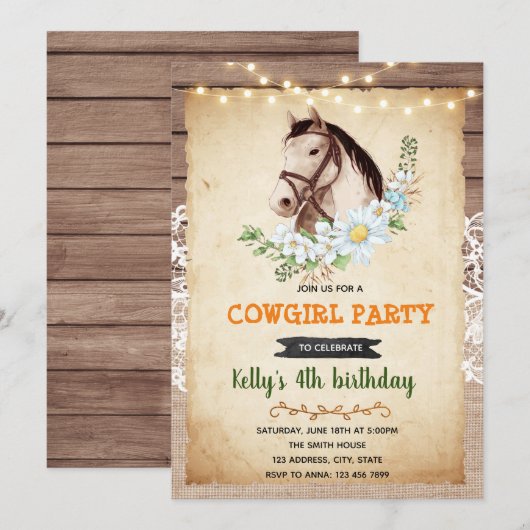  verjaardagsuitnodiging voor het thema van het paa kaart (Voorkant / Achterkant)