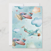 Verjaardagsuitnodiging voor het thema Vliegtuig Kaart (Achterkant)
