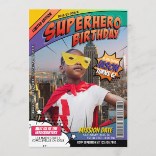 Verjaardagsuitnodiging voor het tijdschrift Superh Kaart