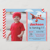 Verjaardagsuitnodiging voor het vliegtuig. Verjaar Kaart (Voorkant / Achterkant)