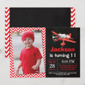 Verjaardagsuitnodiging voor het vliegtuig. Verjaar Kaart (Voorkant / Achterkant)