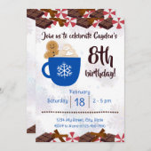 Verjaardagsuitnodiging voor hete cacaopartij kaart (Voorkant / Achterkant)