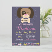 Verjaardagsuitnodiging voor honden (paarse) kaart (Staand voorkant)