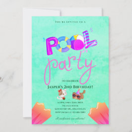 Verjaardagsuitnodiging voor hondenpoolfeest kaart