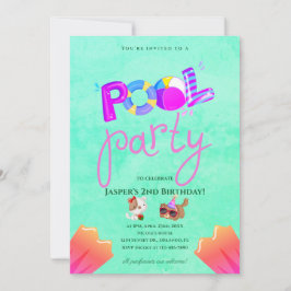 Verjaardagsuitnodiging voor hondenpoolfeest kaart