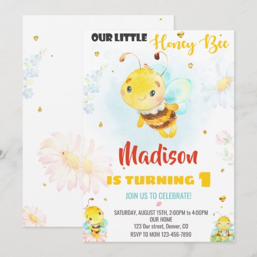 verjaardagsuitnodiging voor honingbijen kaart (Voorkant / Achterkant)