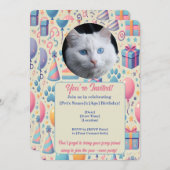  verjaardagsuitnodiging voor huisdieren kaart (Voorkant / Achterkant)