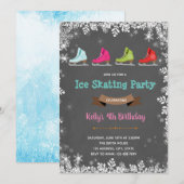 Verjaardagsuitnodiging voor ijsbaan in de winter kaart (Voorkant / Achterkant)