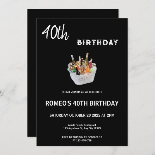 Verjaardagsuitnodiging voor ijsbier kaart (Voorkant / Achterkant)