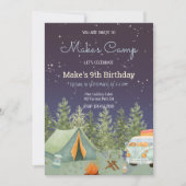 Verjaardagsuitnodiging voor jongens met camping ru kaart (Voorkant)