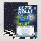 Verjaardagsuitnodiging voor jongens roller skating (Voorkant / Achterkant)