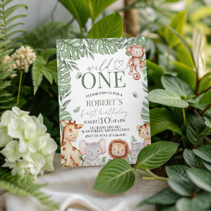 Verjaardagsuitnodiging voor Jungle Wild One Kaart