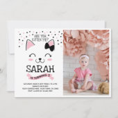 Verjaardagsuitnodiging voor kat met foto kaart (Voorkant)