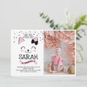 Verjaardagsuitnodiging voor kat met foto kaart (Staand voorkant)