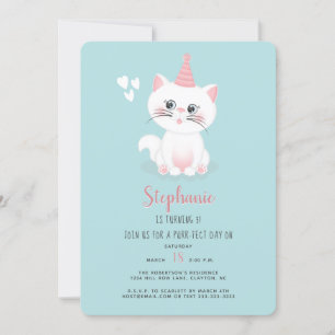 Verjaardagsuitnodiging voor katten Purr-fect Day Kaart