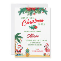 Verjaardagsuitnodiging voor Kerstmis in juli
