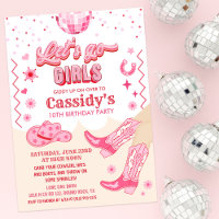 Verjaardagsuitnodiging voor kind disco cowgirl