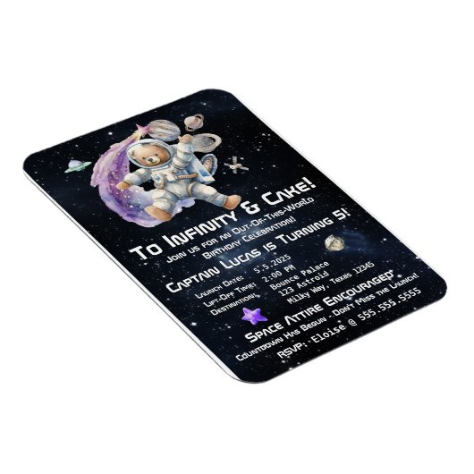 Verjaardagsuitnodiging voor Kind met ruimtethema Magneet (Rechterzijde)