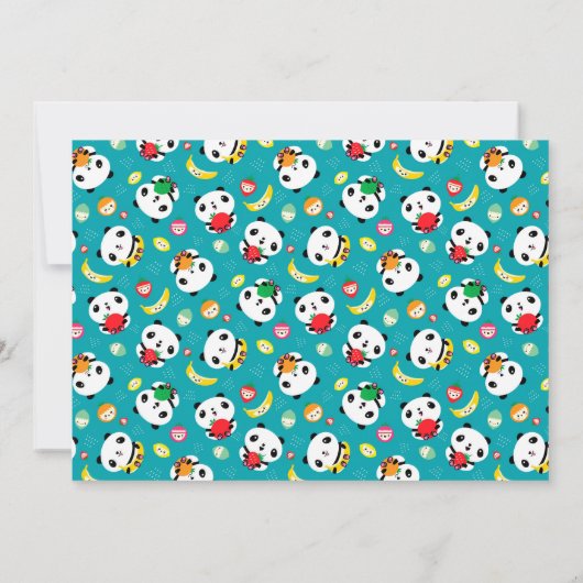 Verjaardagsuitnodiging voor kinderen - Cute Panda  Kaart (Achterkant)