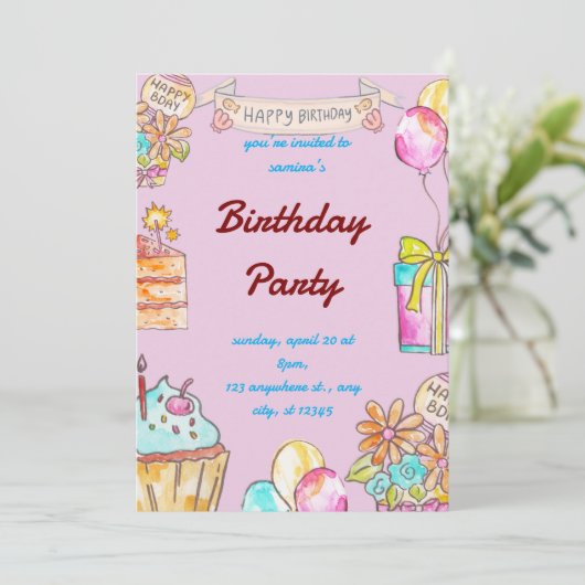 Verjaardagsuitnodiging voor kinderen kaart (Staand voorkant)